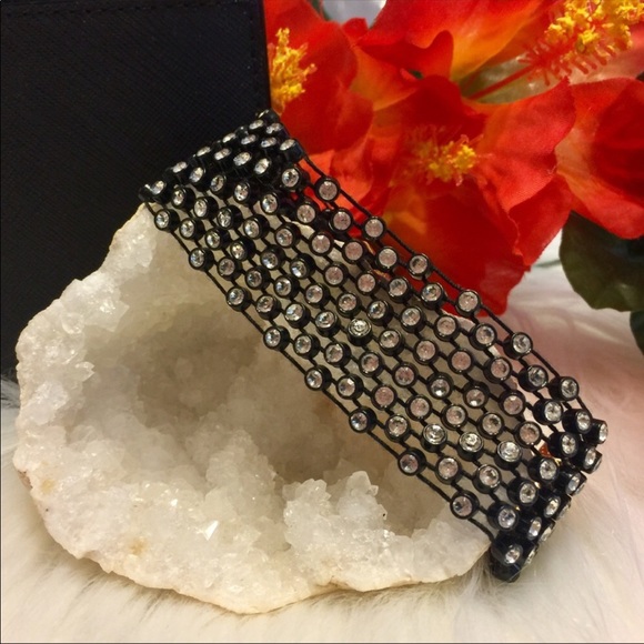 Boutique Jewelry - ⚡️🆕Black Mesh Rhinestone Band Adjustable Bracelet
